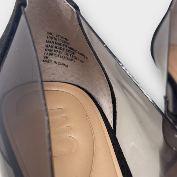 INC Zitah Womens Black Translucent Heel Sz 9 Pointed Toe Stiletto Pump Shoe - Picture 2 of 6